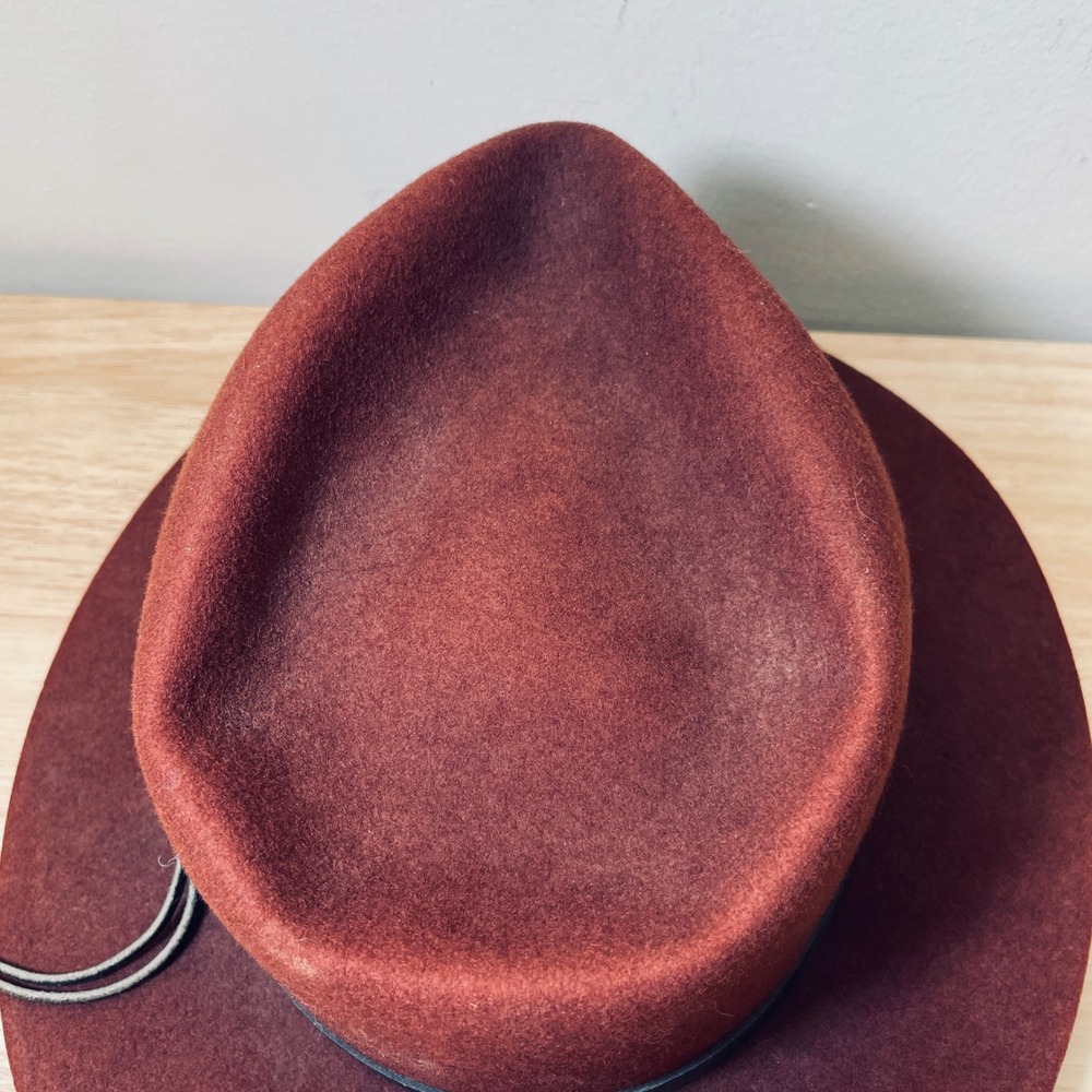 Park Royal Hats Burgundy 100% Wool Felt Fedora Black Leather Band Made in USA M - Picture 5 of 11